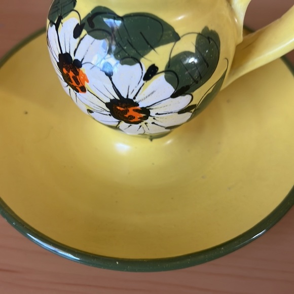 Antique 1922 Italian pottery candle dish holder  flowers Italy vintage - Picture 5 of 9